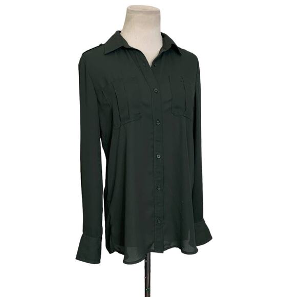Banana Republic green long sleeves buttoned blouse size XS - Picture 6 of 11
